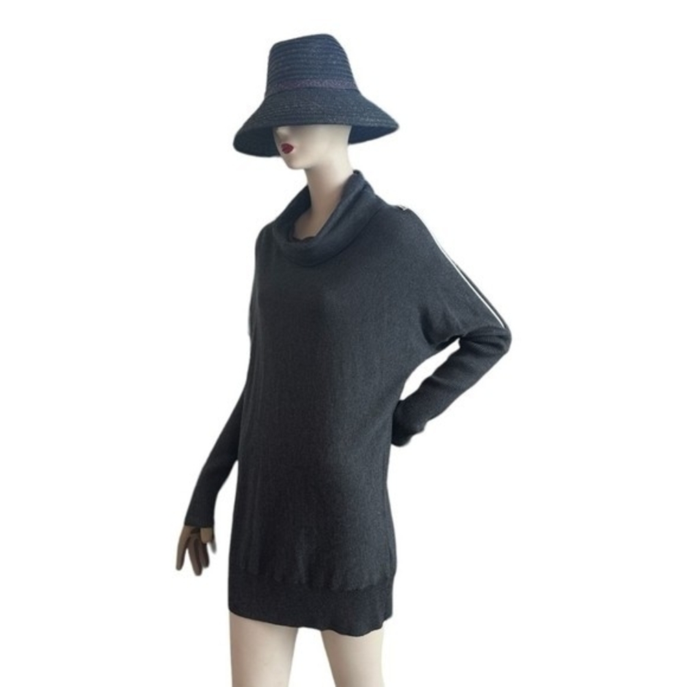 MICHAEL KORS Womens Sweater Dress S Grey Turtleneck Shoulder Zip Logo Designer - Picture 4 of 10